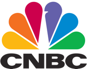 CNBC logo in black text with rainbow-colored peacock symbol