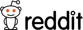 Reddit logo and wordmark in black text