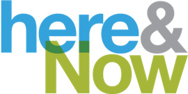 NPR Here and Now Logo in blue and green text