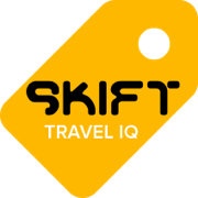 Skift Travel IQ logo in black text inside of a yellow box