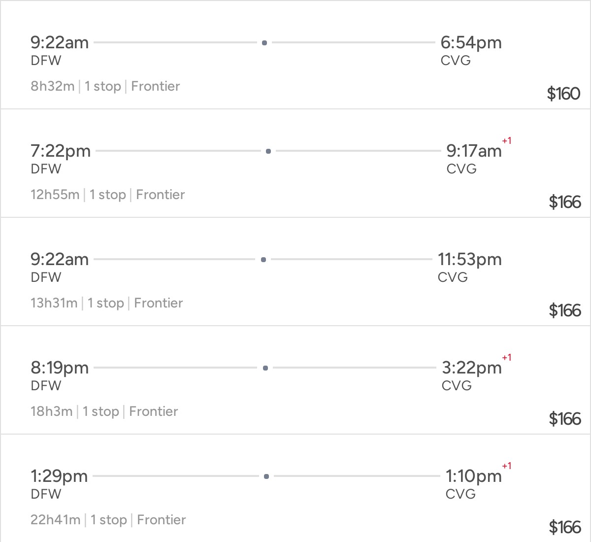 $140 Flights from DFW to CVG on Wed, Aug 19