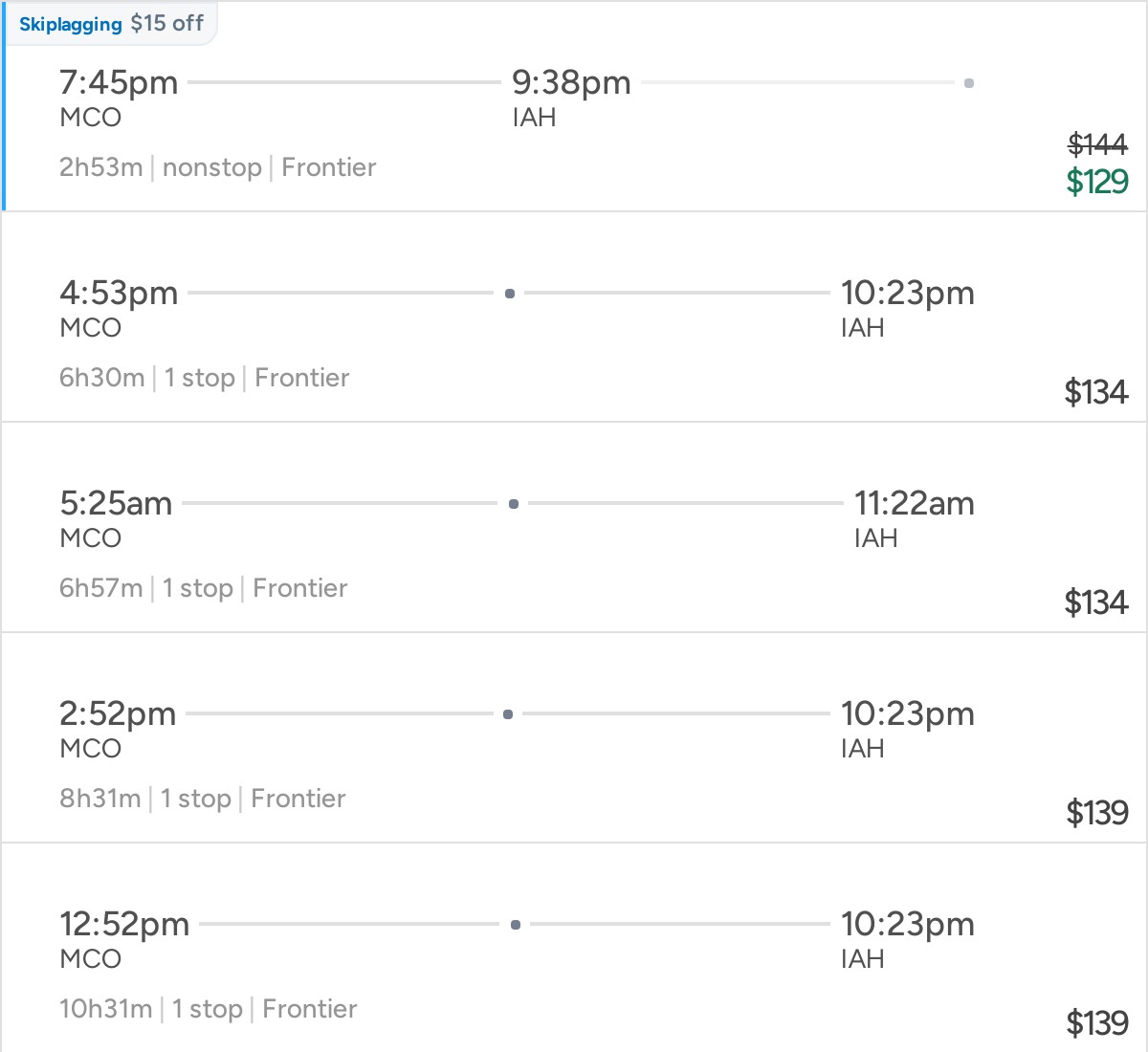 11% Off MCO to IAH Flights on Fri, Oct 23 | Only $119